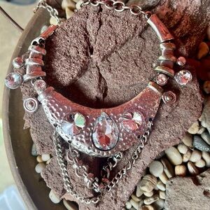 Silver jeweled necklace